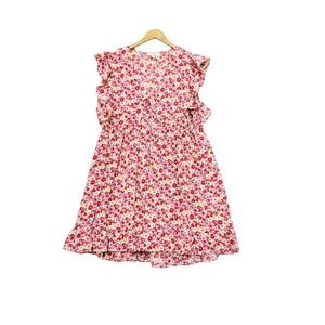 Umgee Dress Size Medium Floral Print Ruffle Cap Sleeve Babydoll Tie Neck‎ Boho